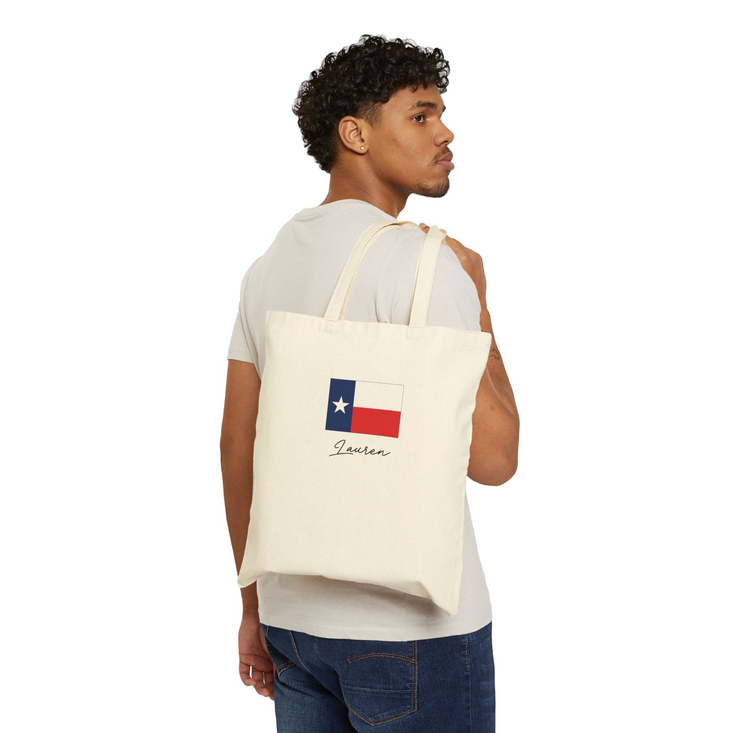 Howdy, Darlin'! Texas Flag Personalize Custom Name Cotton Canvas Tote Bag