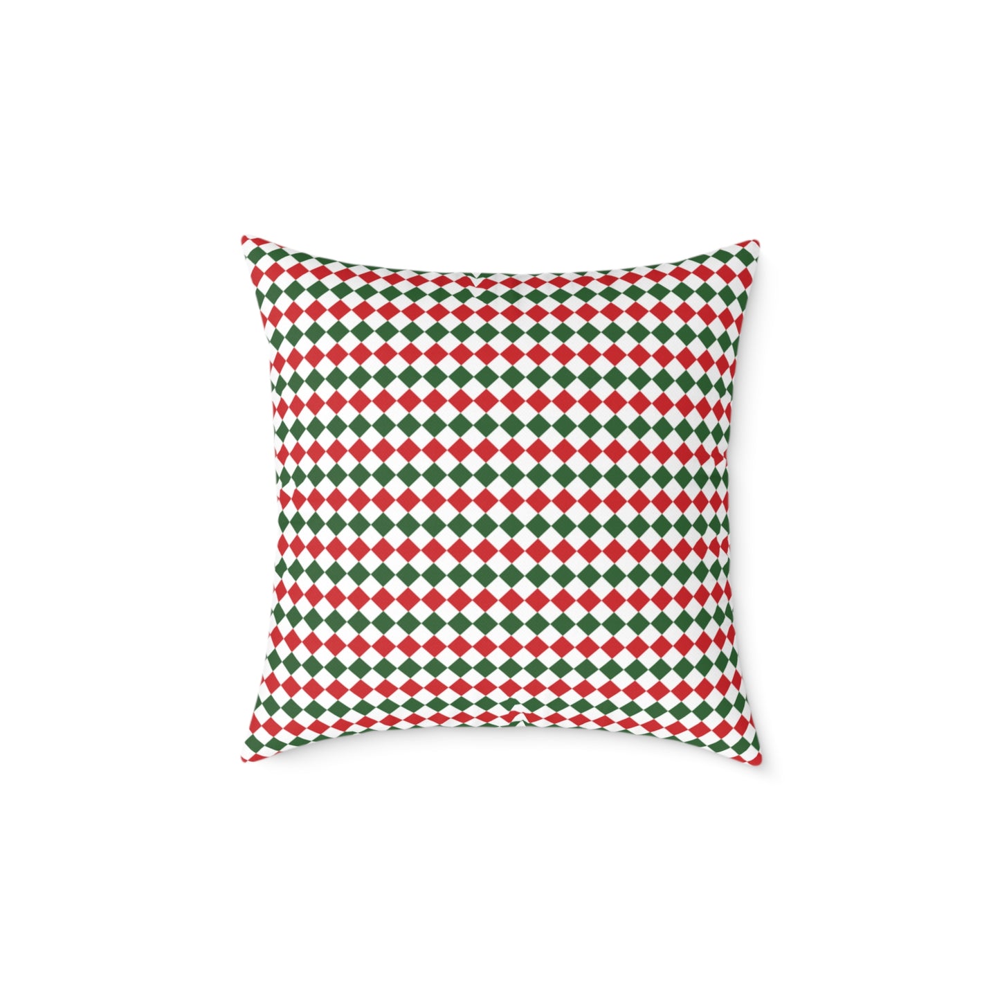 Red Green & White Argyle Christmas Decorative Pillow | Double‑Sided Poly Canvas Cushion, Vibrant Holiday Décor, 5 Sizes