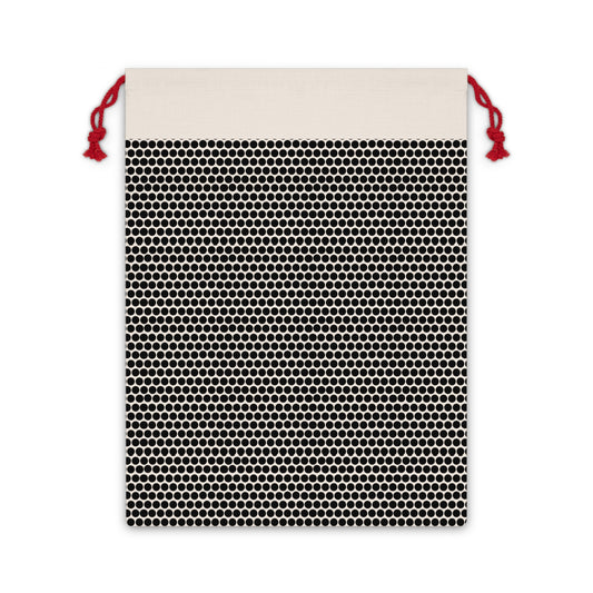 Black Polka Dot Pattern Canvas Gift Bag | Reusable Drawstring Pouch