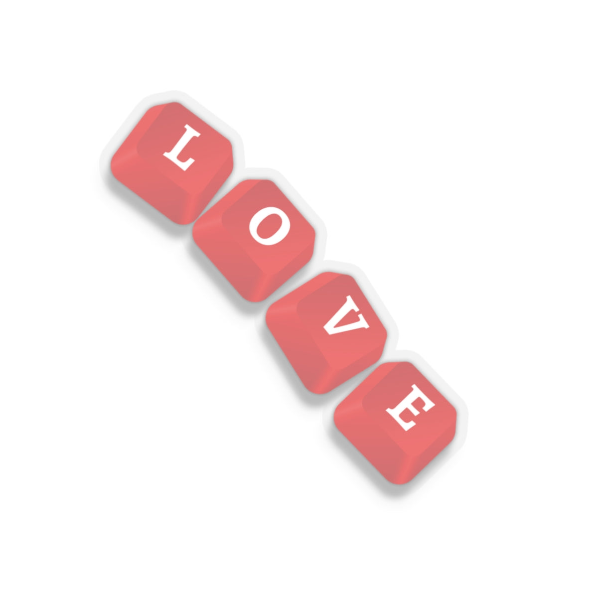 LOVE Key Caps Valentine Kiss-Cut Stickers