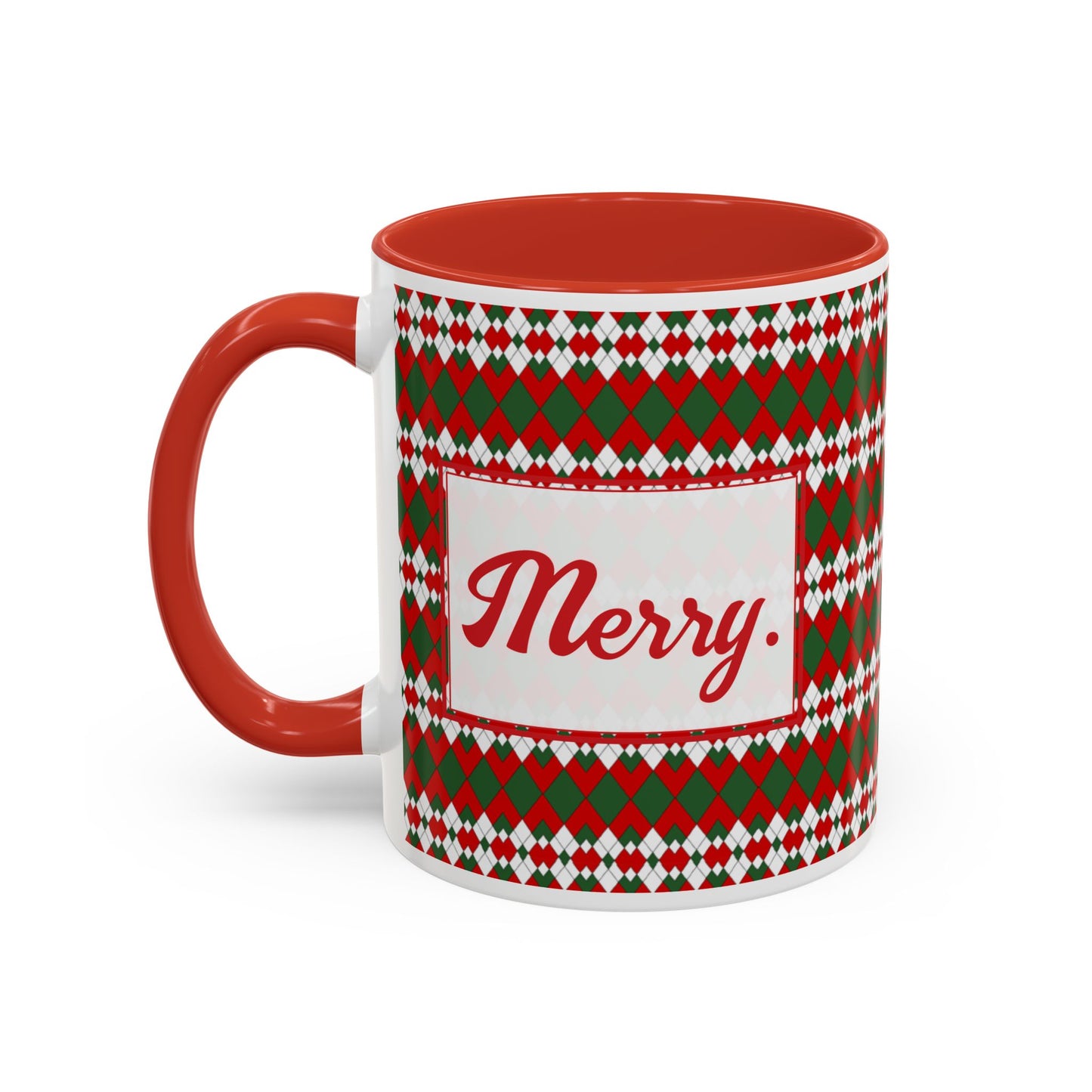 Merry- Christmas Extra Argyle Personalizable Christmas Ceramic Mug (11oz, 15 oz)