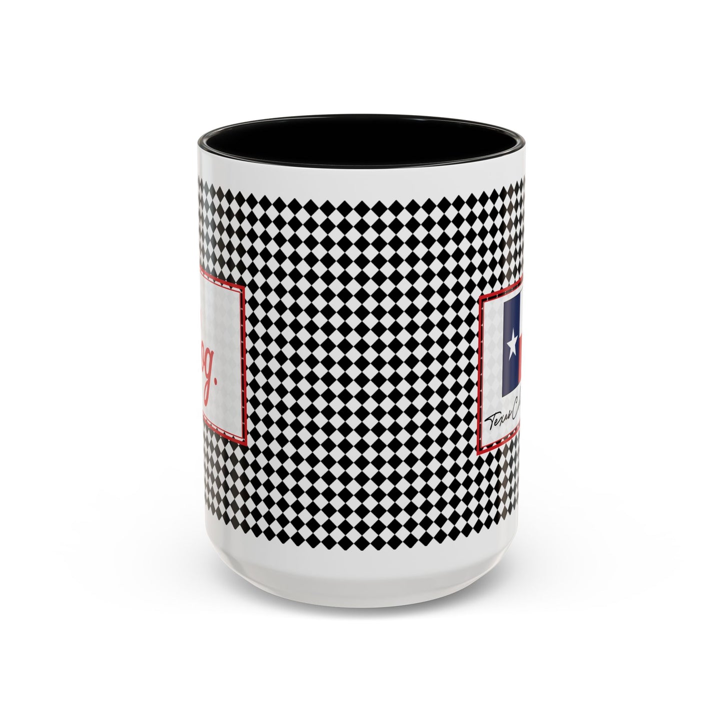 Nog- Black Argyle Personalizable Christmas Ceramic Mug (11oz, 15 oz)