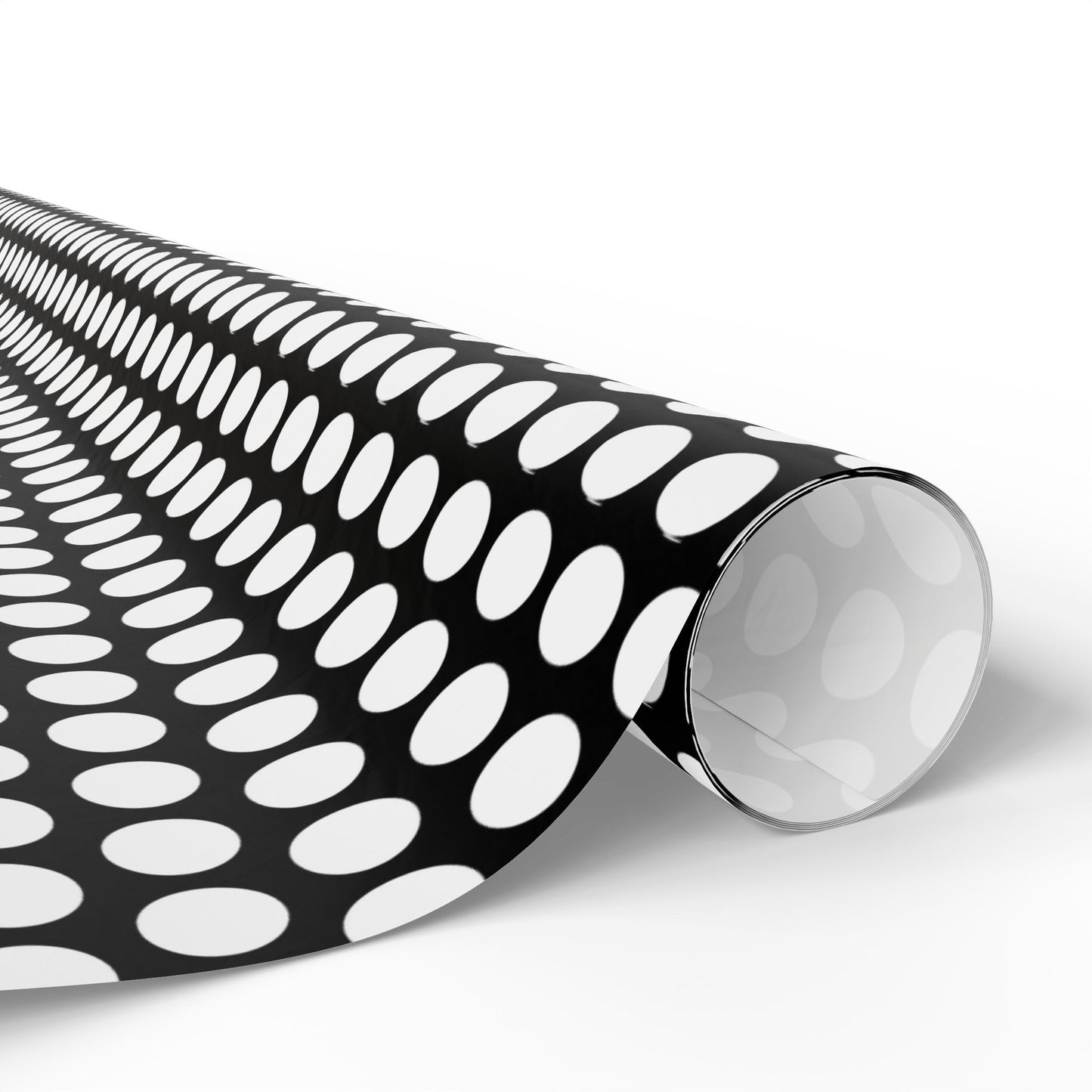 White Polka Dot on Black Wrapping Paper | Luxury Matte or Glossy Gift Wrap, 90gsm Fine Art Paper, 3 Sizes