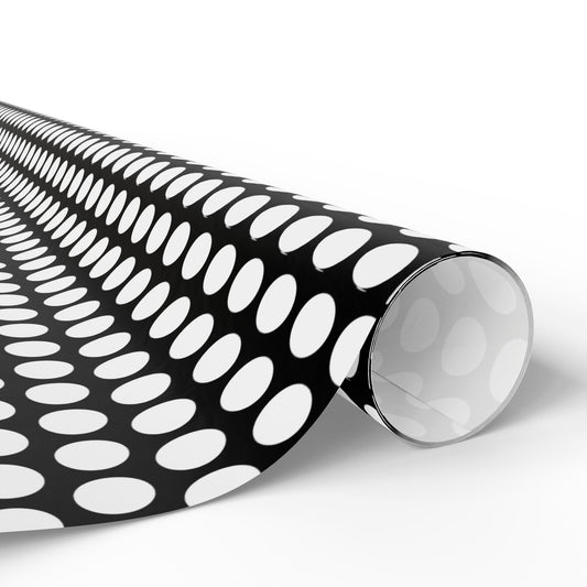 White Polka Dot on Black Wrapping Paper | Luxury Matte or Glossy Gift Wrap, 90gsm Fine Art Paper, 3 Sizes