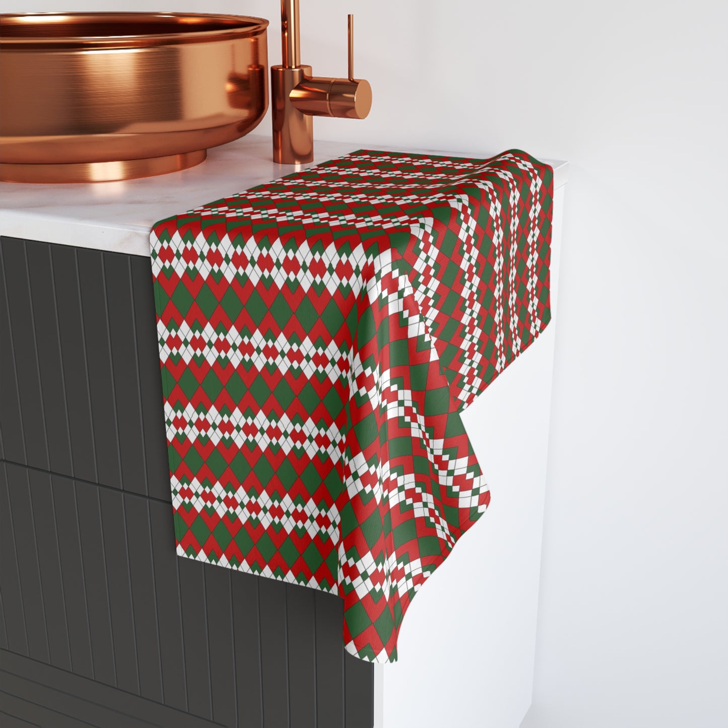 Christmas Extra Argyle Hand Towel