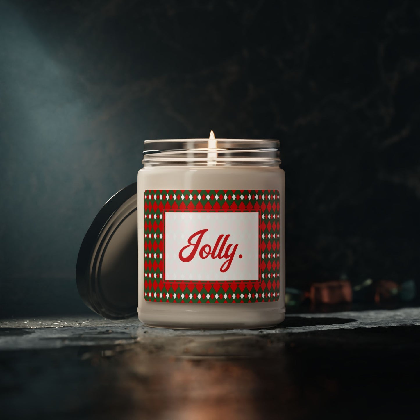 Jolly- Christmas Fancy Argyle Scented Soy Candle, 9oz