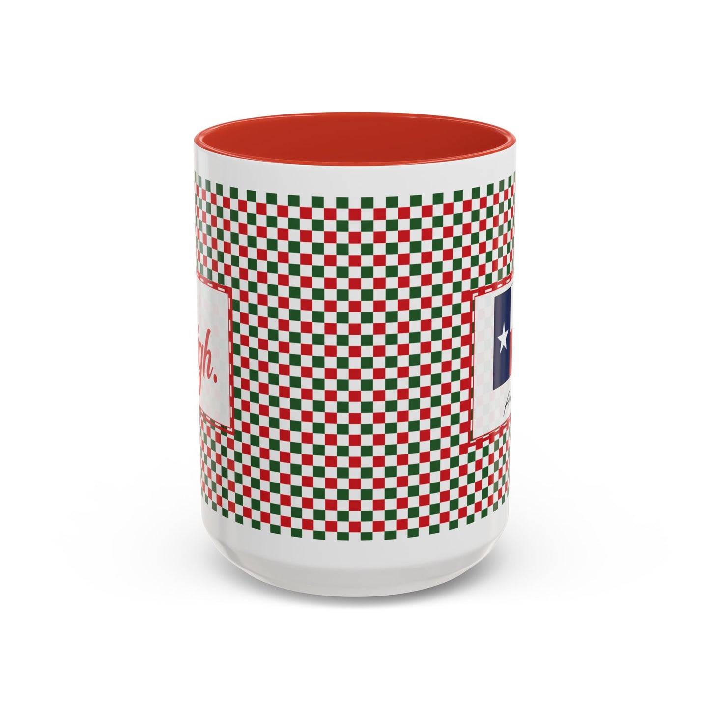 Sleigh- Christmas Checkered Personalizable Christmas Ceramic Mug (11oz, 15 oz)