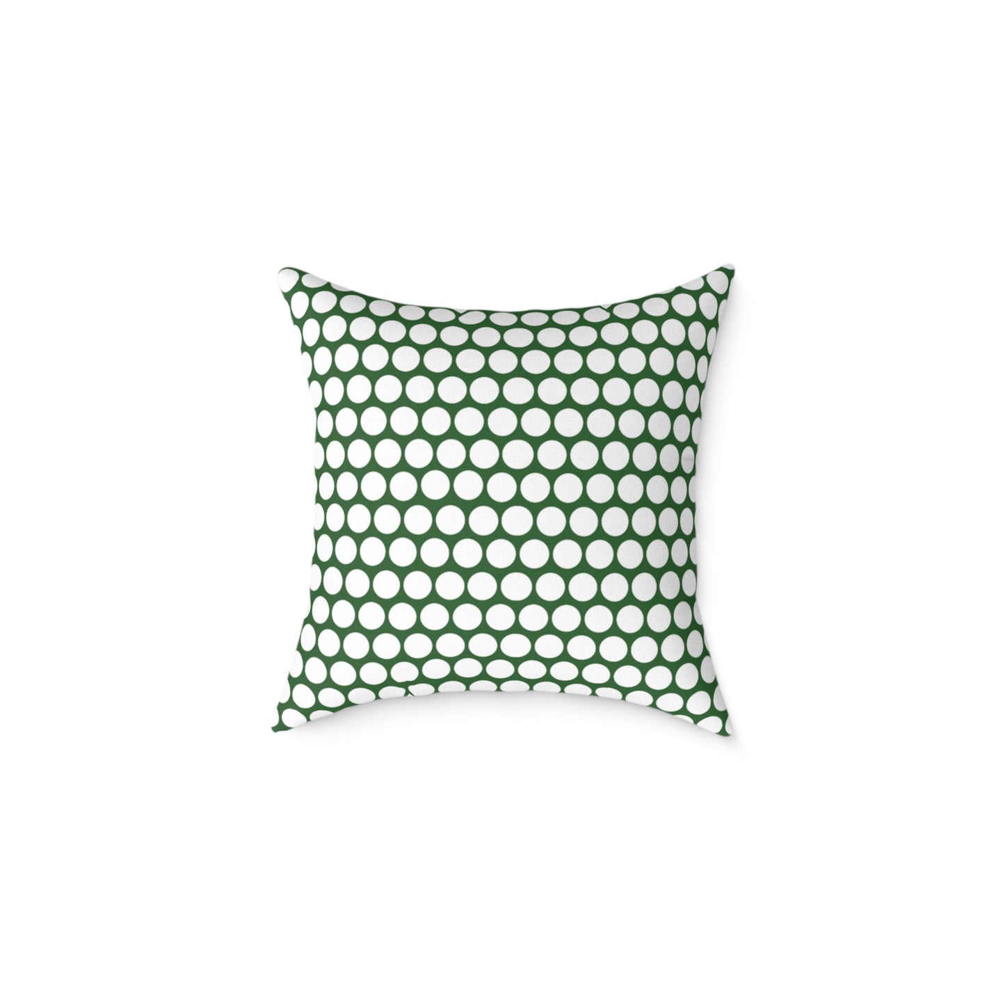 White Polka Dot on Green Christmas Decorative Pillow | Double‑Sided Poly Canvas Cushion, Vibrant Holiday Décor, 5 Sizes