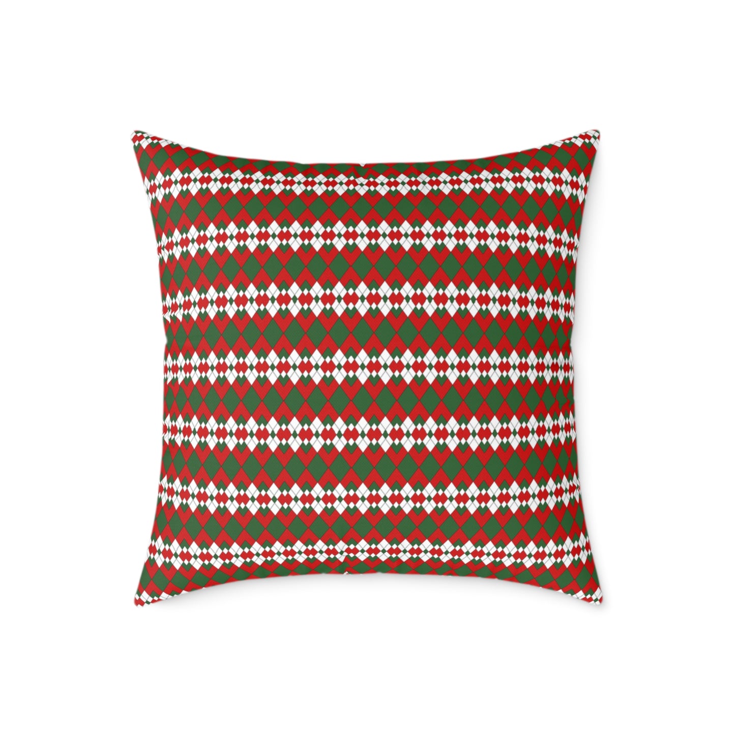 Extra Argyle Christmas Decorative Pillow | Double‑Sided Poly Canvas Cushion, Vibrant Holiday Décor, 5 Sizes