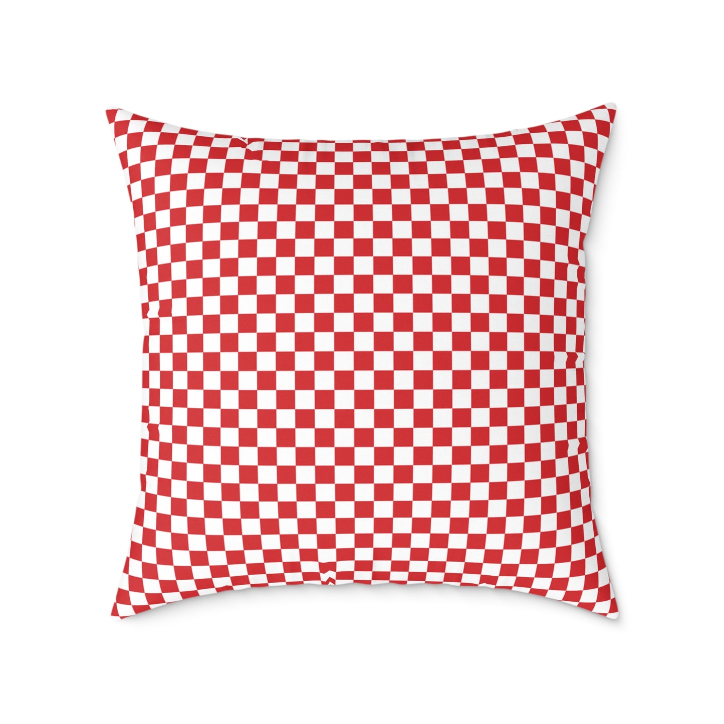Red Check Checkered Pillow | Square Poly Canvas Home Decor, Throw Cushion for Living Room, Modern Bedroom, Wedding Gift