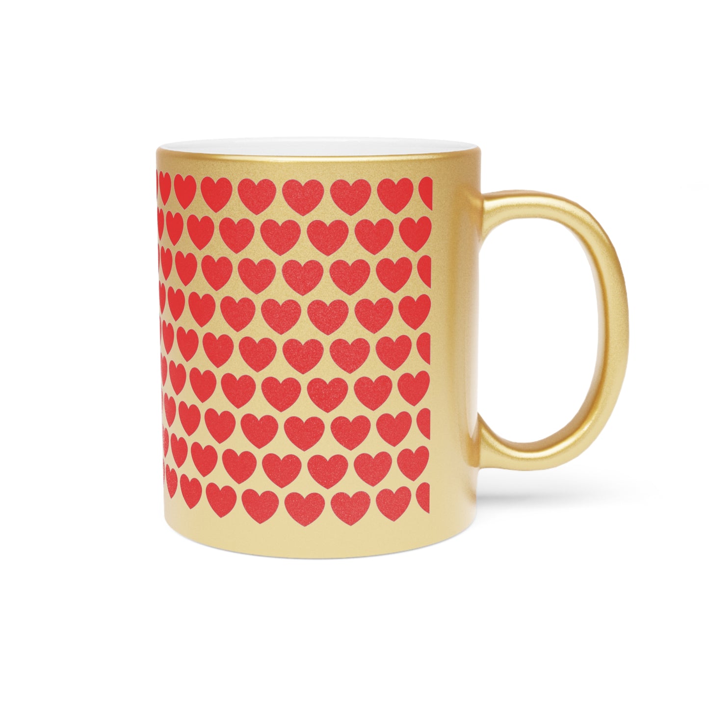 Red Hearts Valentines Metallic Mug (Silver\Gold)
