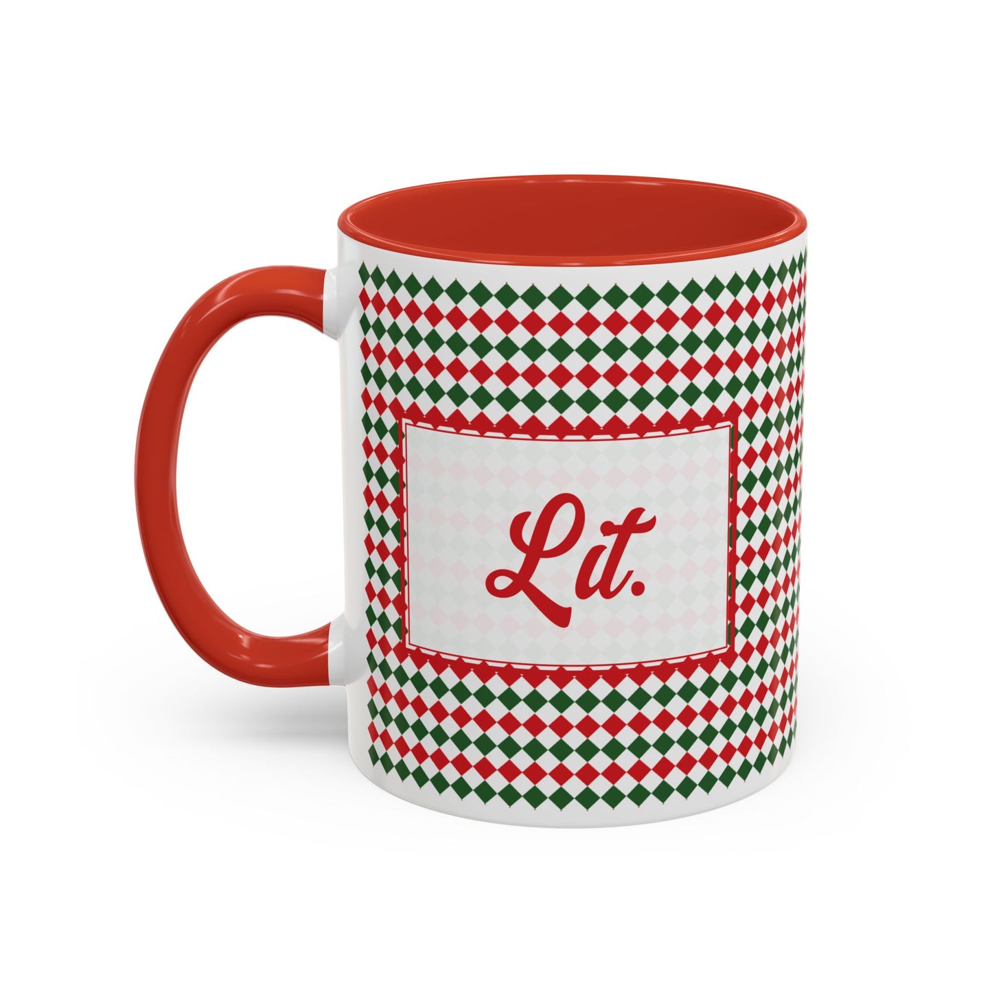 Lit- Christmas Argyle Personalizable Christmas Ceramic Mug (11oz, 15 oz)