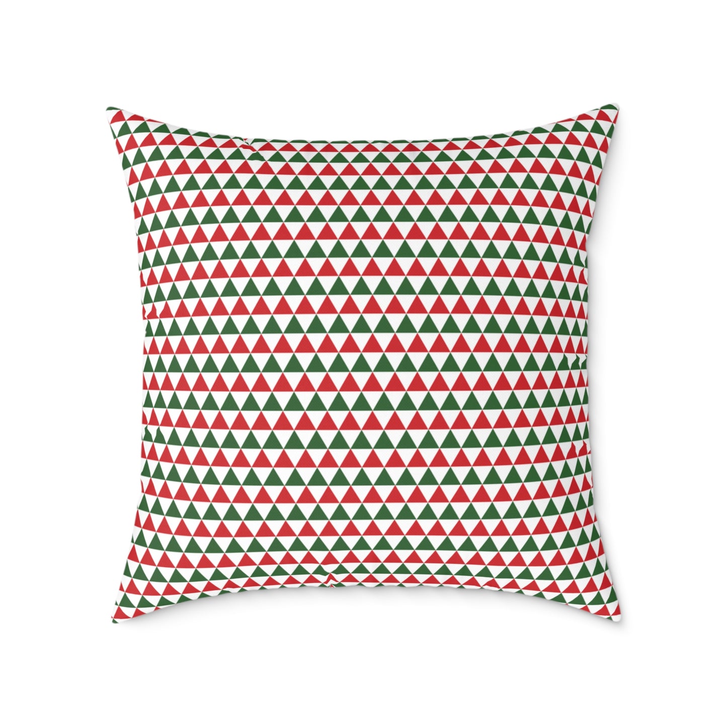 Red & Green Triangle Striped Christmas Decorative Pillow | Double‑Sided Poly Canvas Cushion, 5 Sizes, Vibrant Holiday Décor