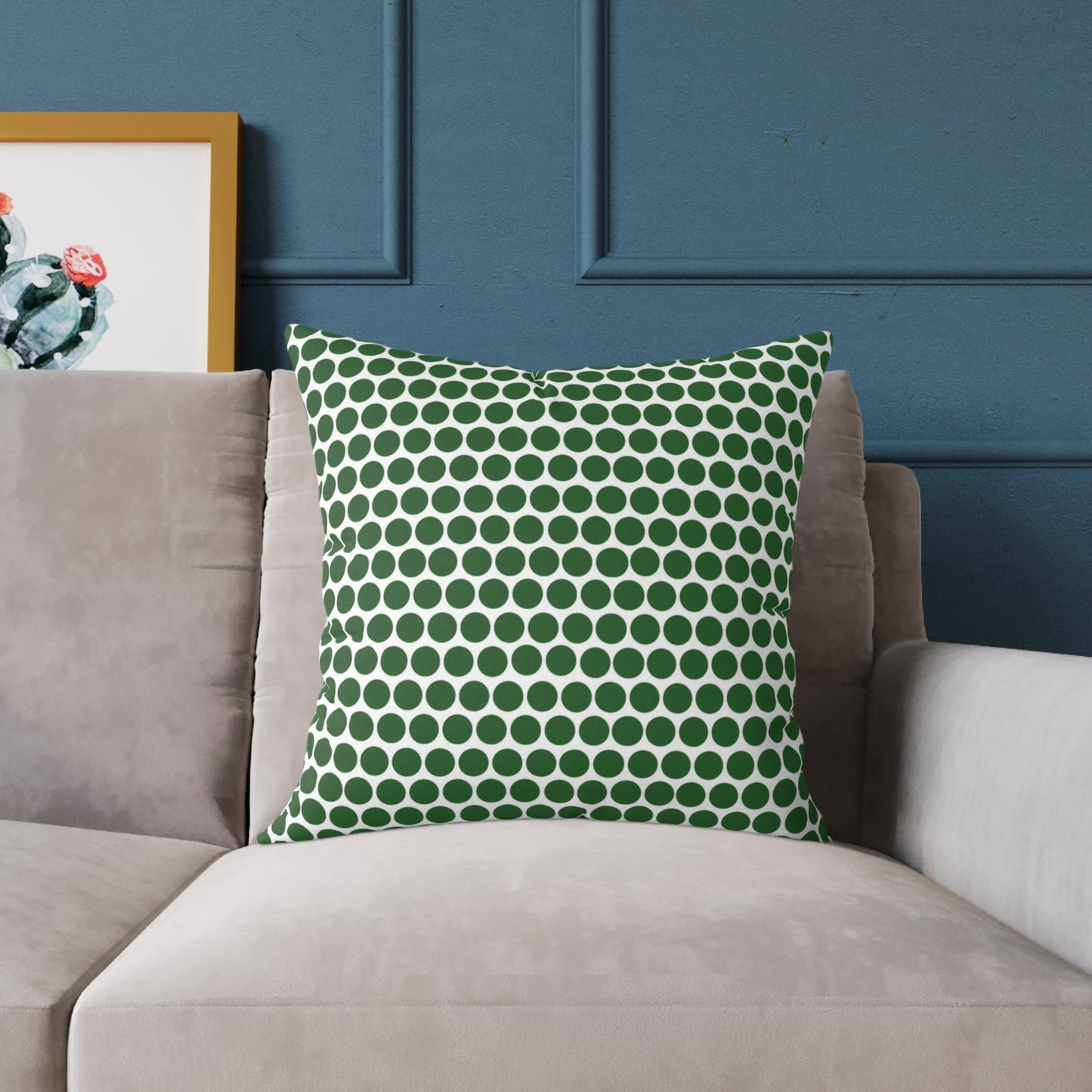 Green Polka Dot Christmas Decorative Pillow | Double‑Sided Poly Canvas Cushion, Vibrant Holiday Décor, 5 Sizes