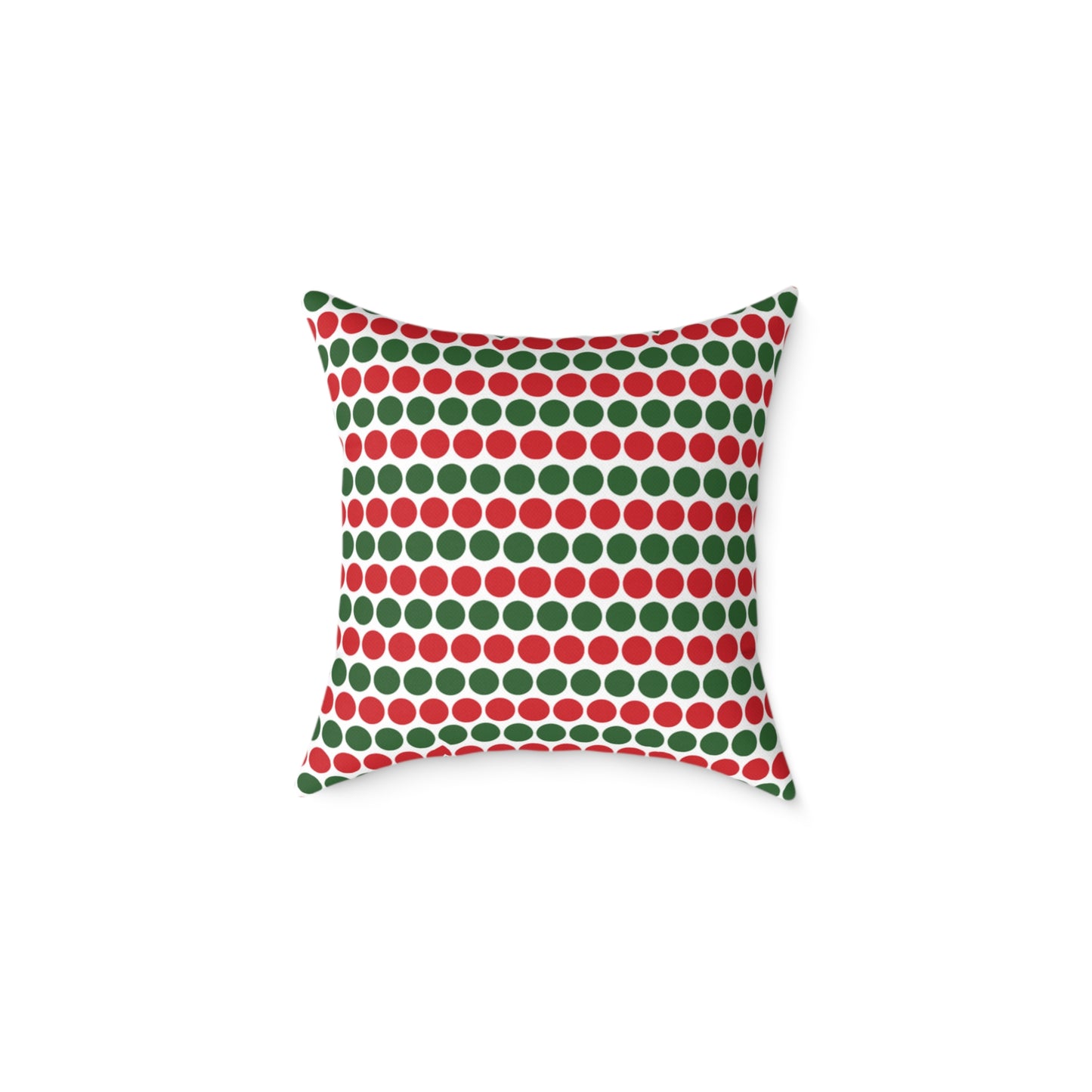 Red & Green Polka Dot Striped Christmas Decorative Pillow | Double‑Sided Poly Canvas Cushion, 5 Sizes, Vibrant Holiday Décor