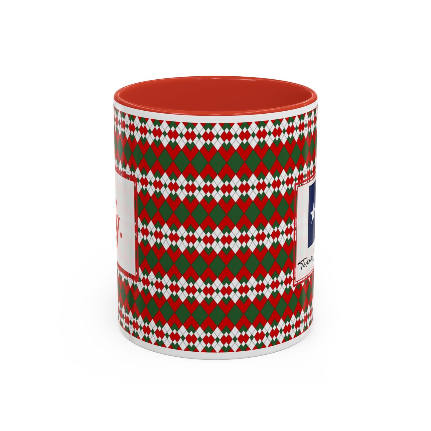 Jolly- Christmas Extra Argyle Personalizable Christmas Ceramic Mug (11oz, 15 oz)