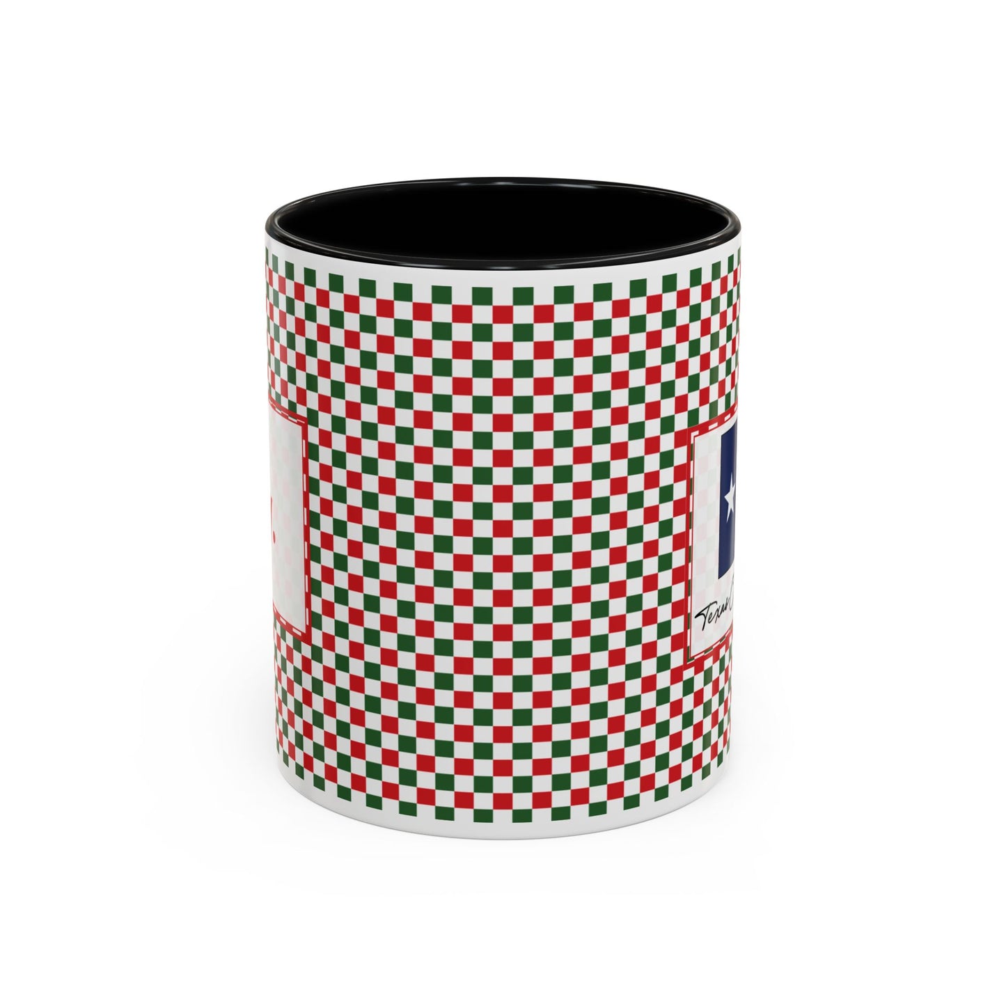 Joy- Christmas Checkered Personalizable Christmas Ceramic Mug (11oz, 15 oz)