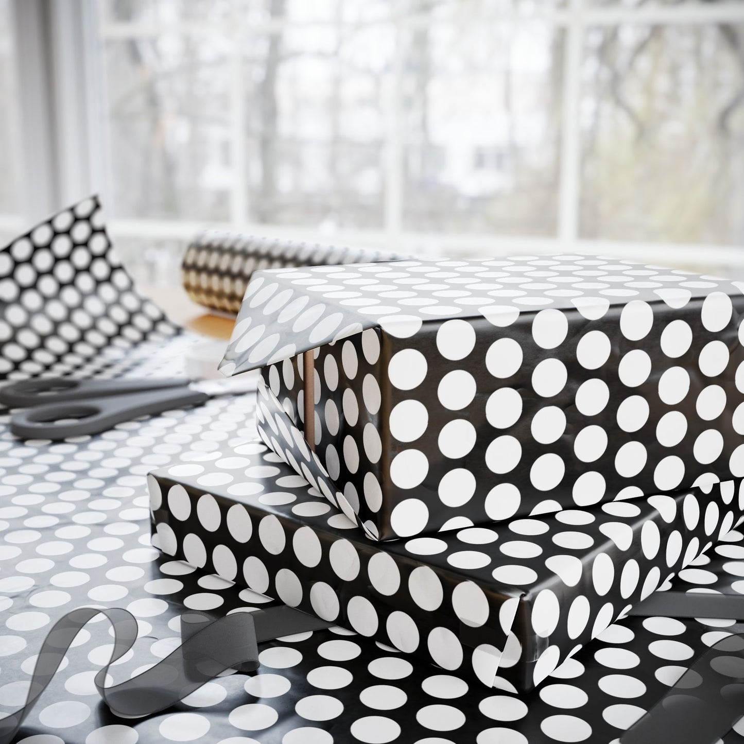 White Dot Black Wrapping Paper