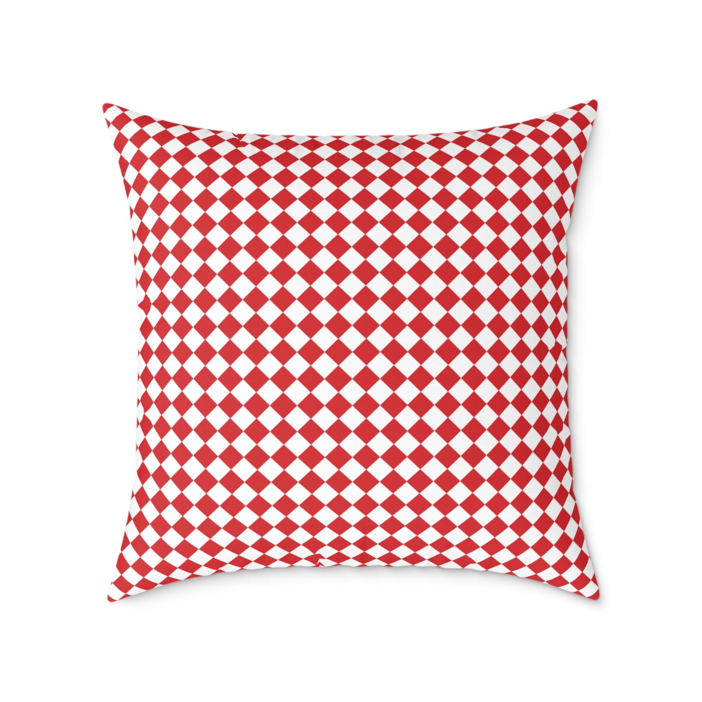 Red & White Argyle Christmas Decorative Pillow | Double‑Sided Poly Canvas Cushion, Vibrant Holiday Décor, 5 Sizes