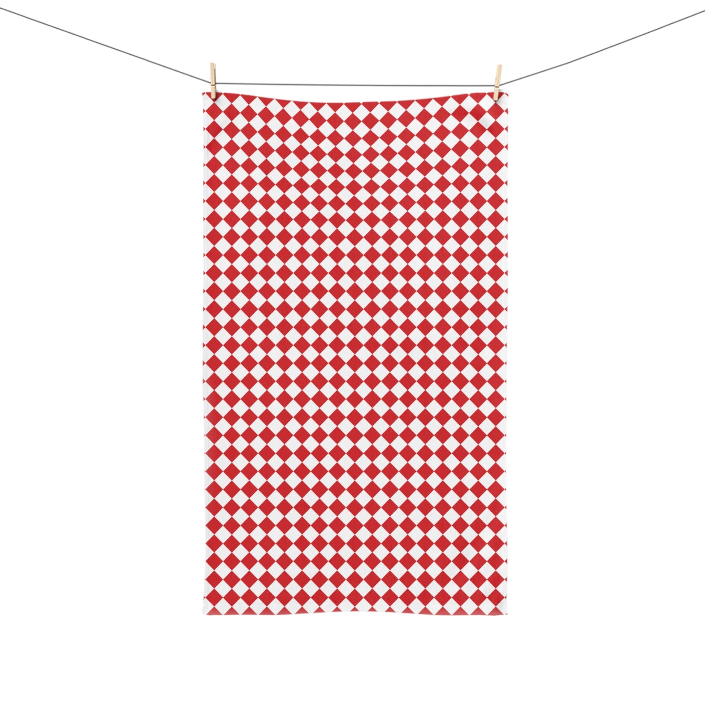 Red & White Argyle Holiday Hand Towel | Soft Cotton Back, Polyester Front, Festive Home Décor