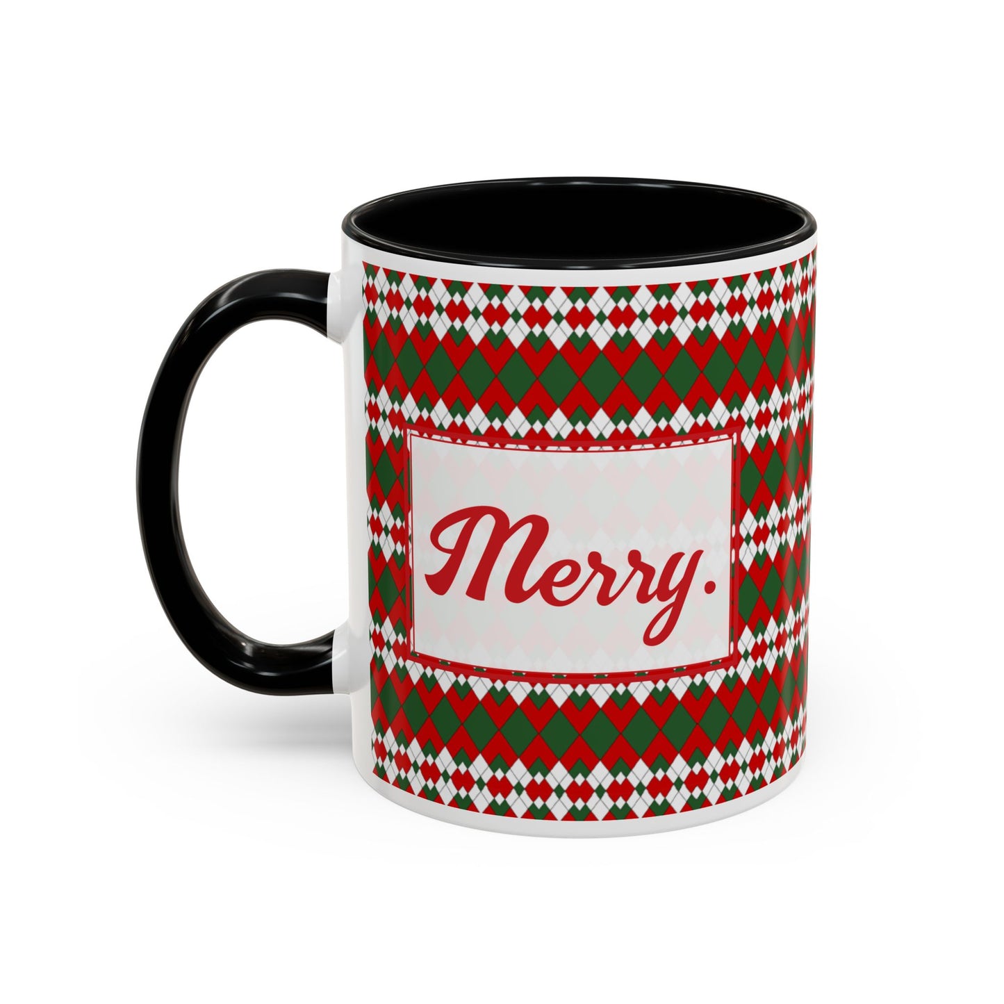 Merry- Christmas Extra Argyle Personalizable Christmas Ceramic Mug (11oz, 15 oz)