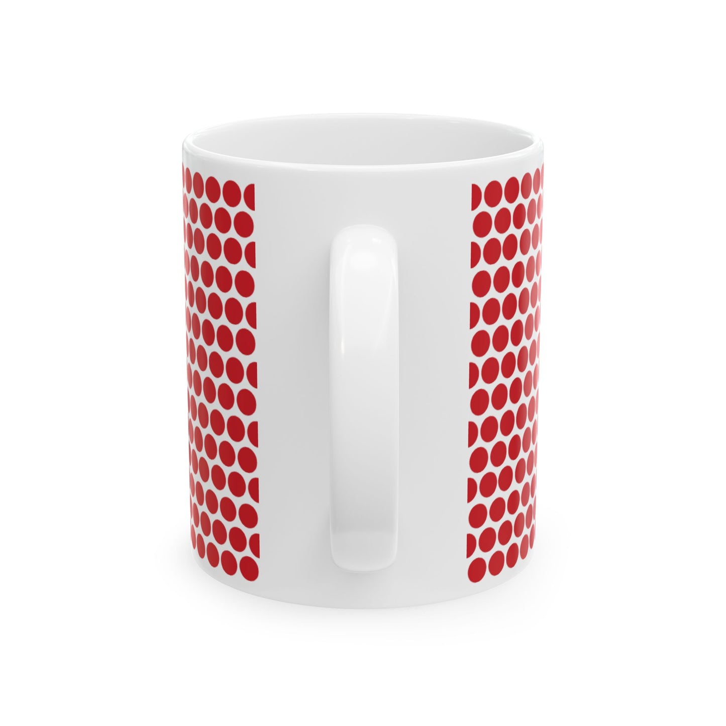 Red Polka Dot Ceramic Mug, (11oz, 15oz)