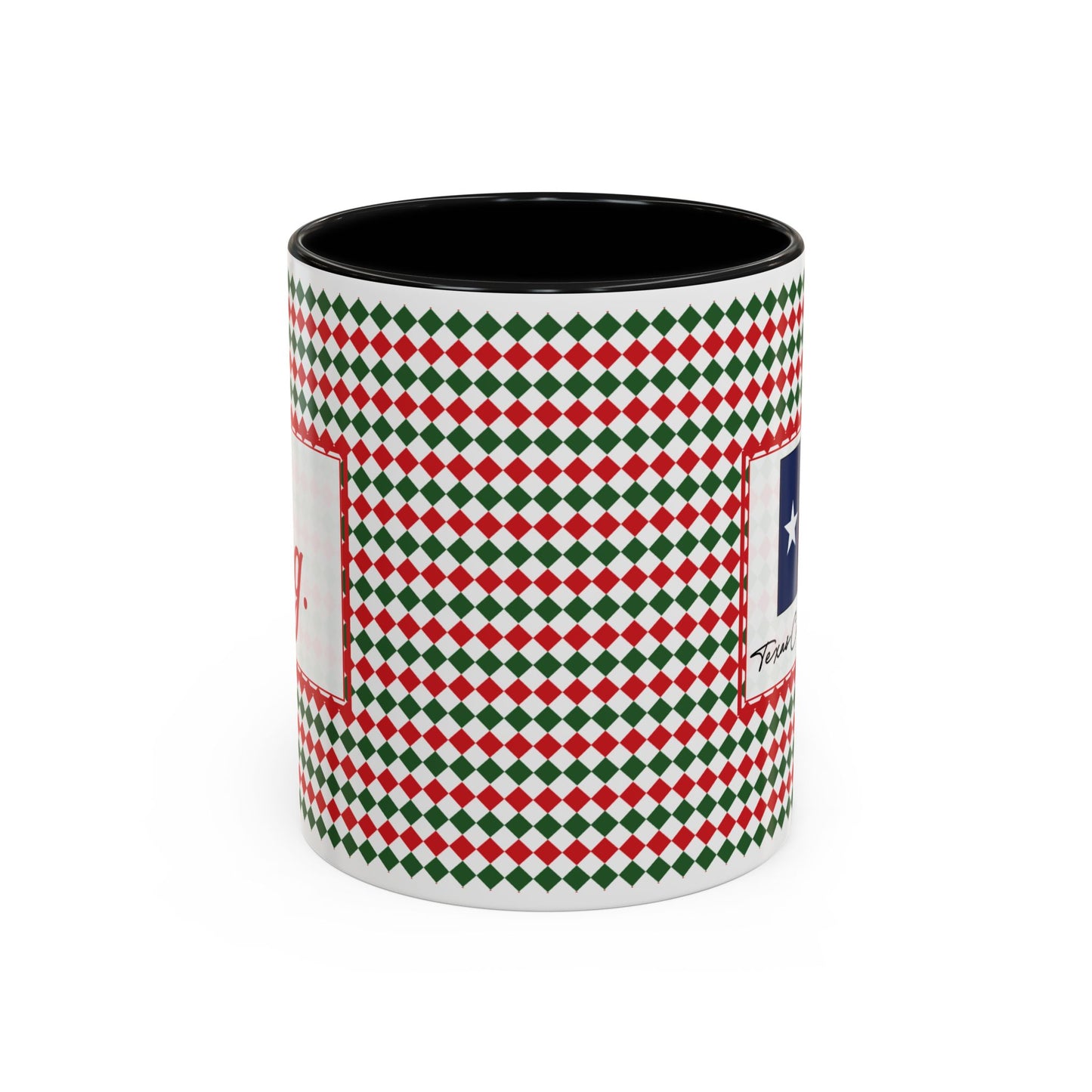 Nog- Christmas Argyle Personalizable Christmas Ceramic Mug (11oz, 15 oz)