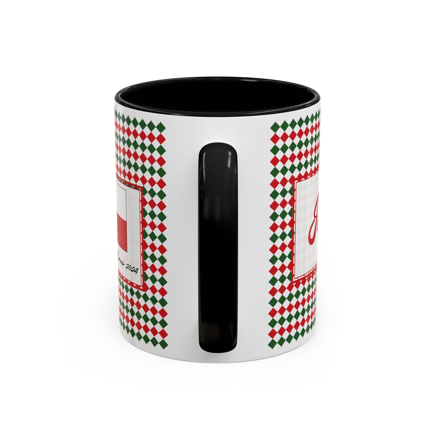 Jolly- Christmas Argyle Personalizable Christmas Ceramic Mug (11oz, 15 oz)