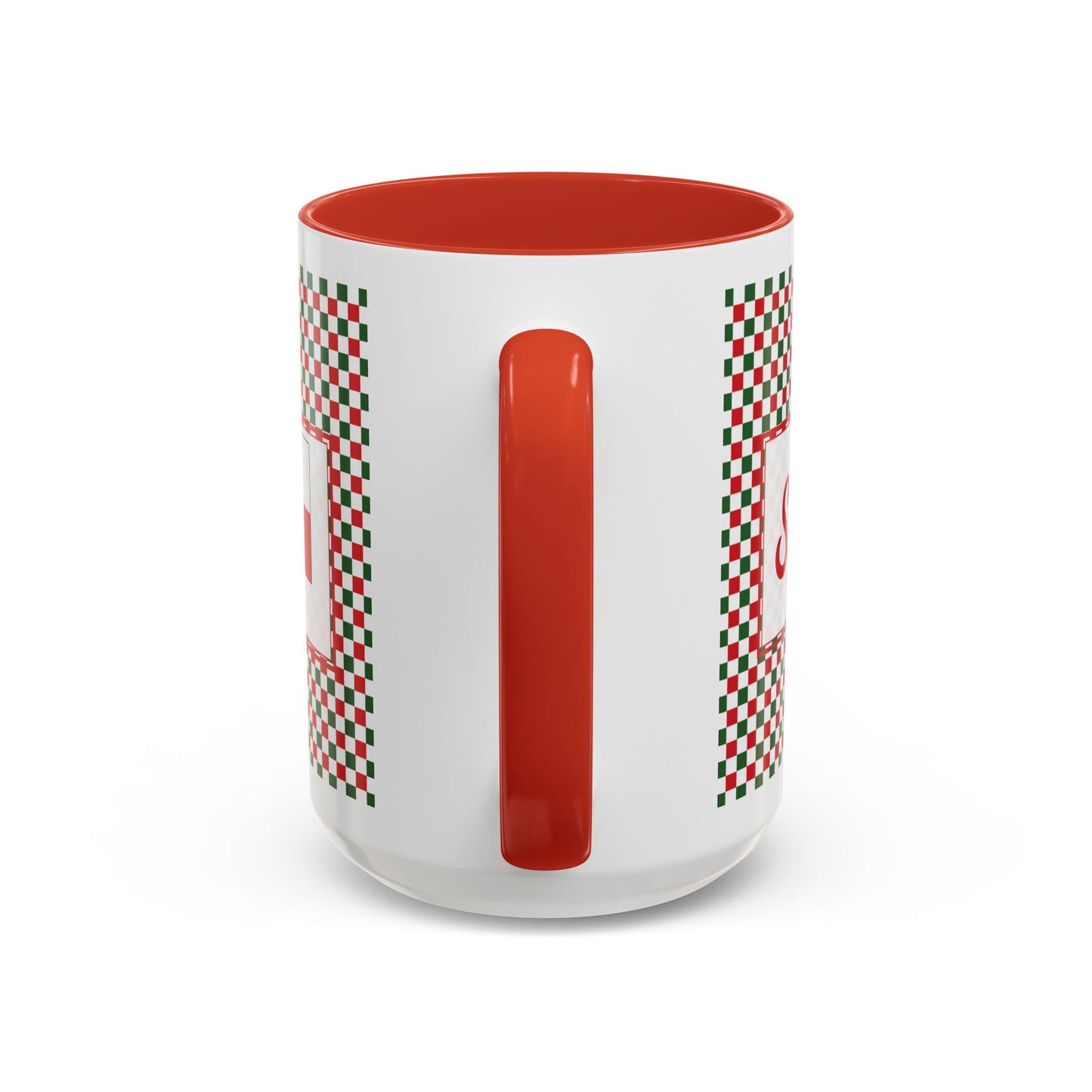 Sleigh- Christmas Checkered Personalizable Christmas Ceramic Mug (11oz, 15 oz)