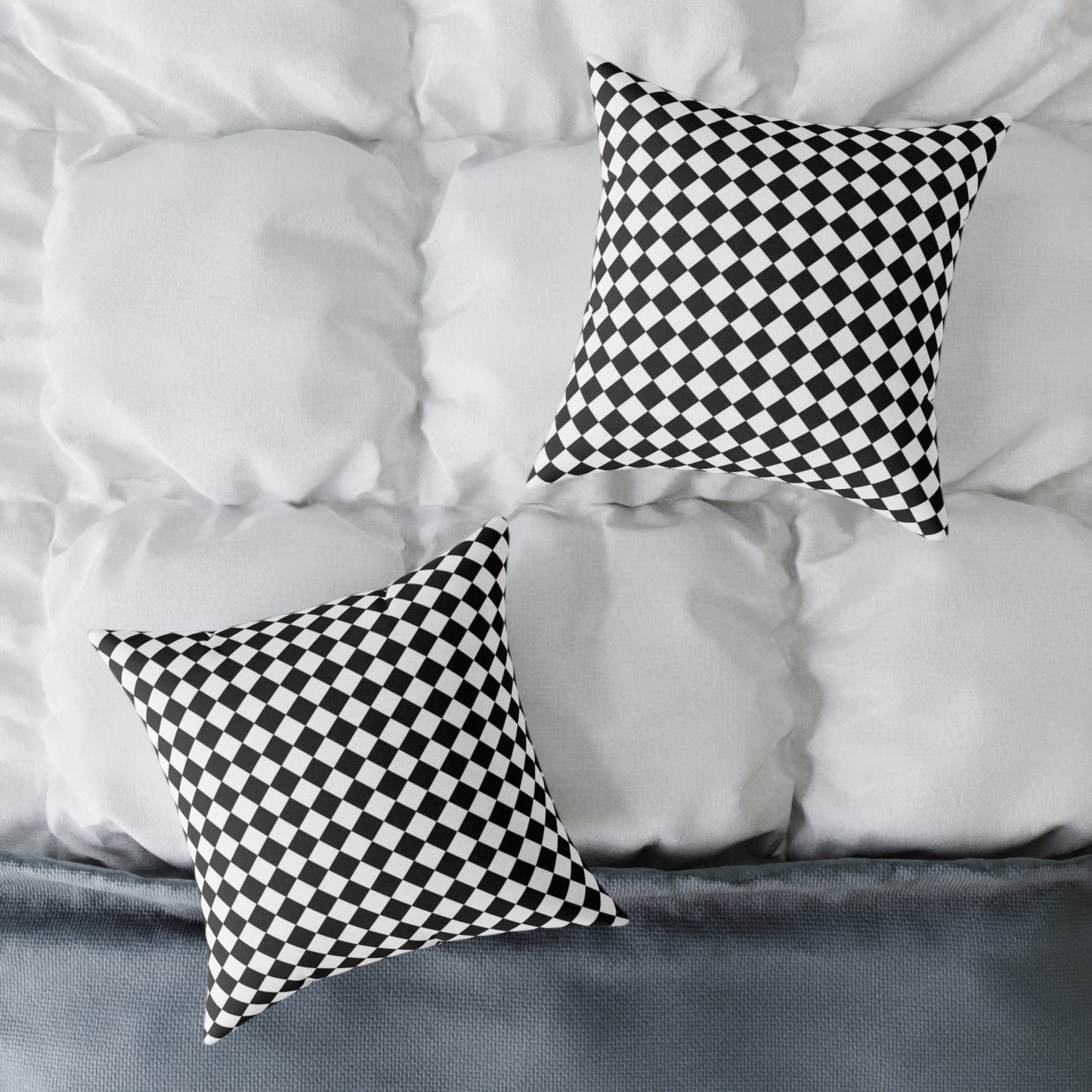 Black & White Argyle Christmas Decorative Pillow | Double‑Sided Poly Canvas Cushion, Vibrant Holiday Décor, 5 Sizes