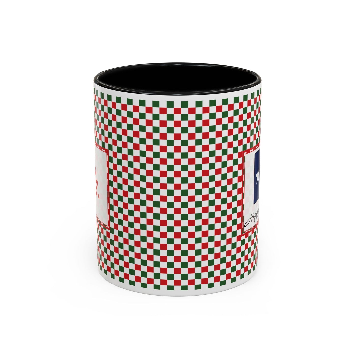 Blitz- Christmas Checkered Personalizable Christmas Ceramic Mug (11oz, 15 oz)