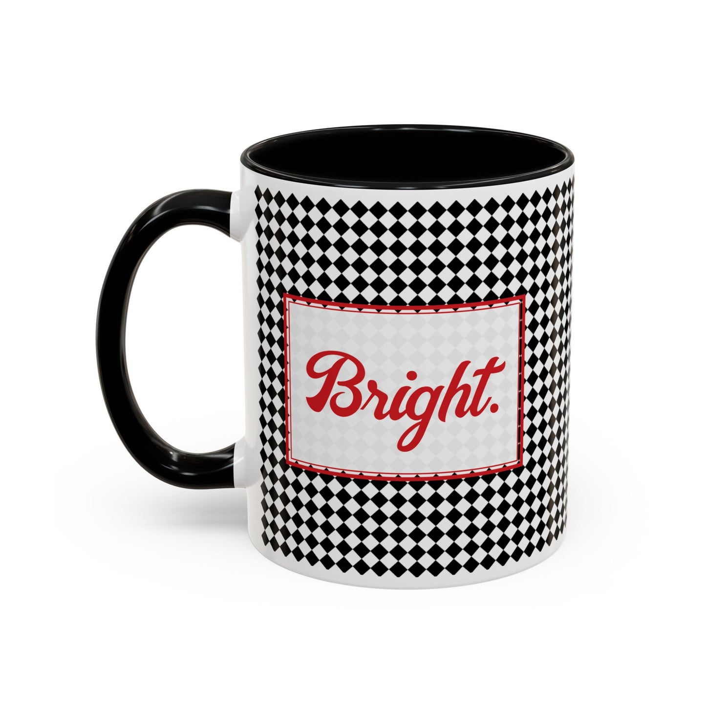 Bright- Black Argyle Personalizable Christmas Ceramic Mug (11oz, 15 oz)