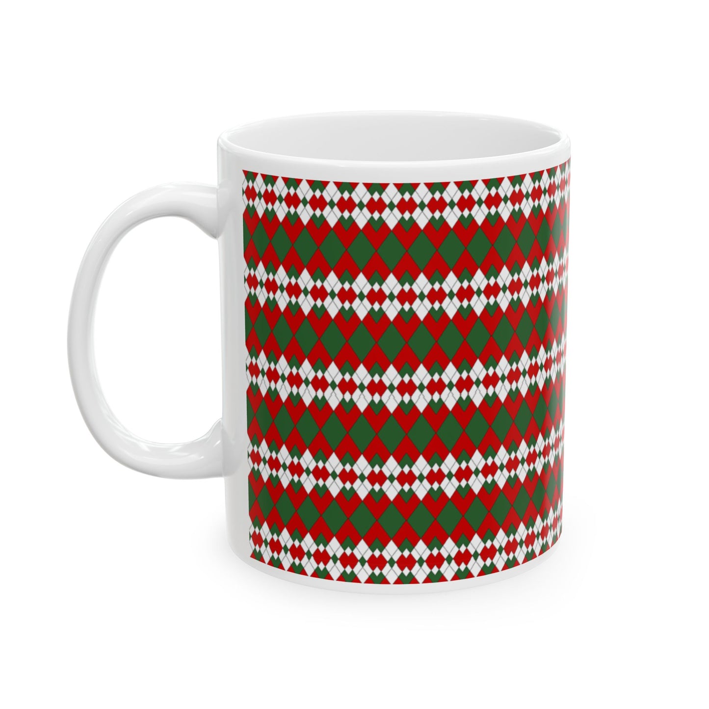 Christmas Extra Argyle Ceramic Mug, (11oz, 15oz)