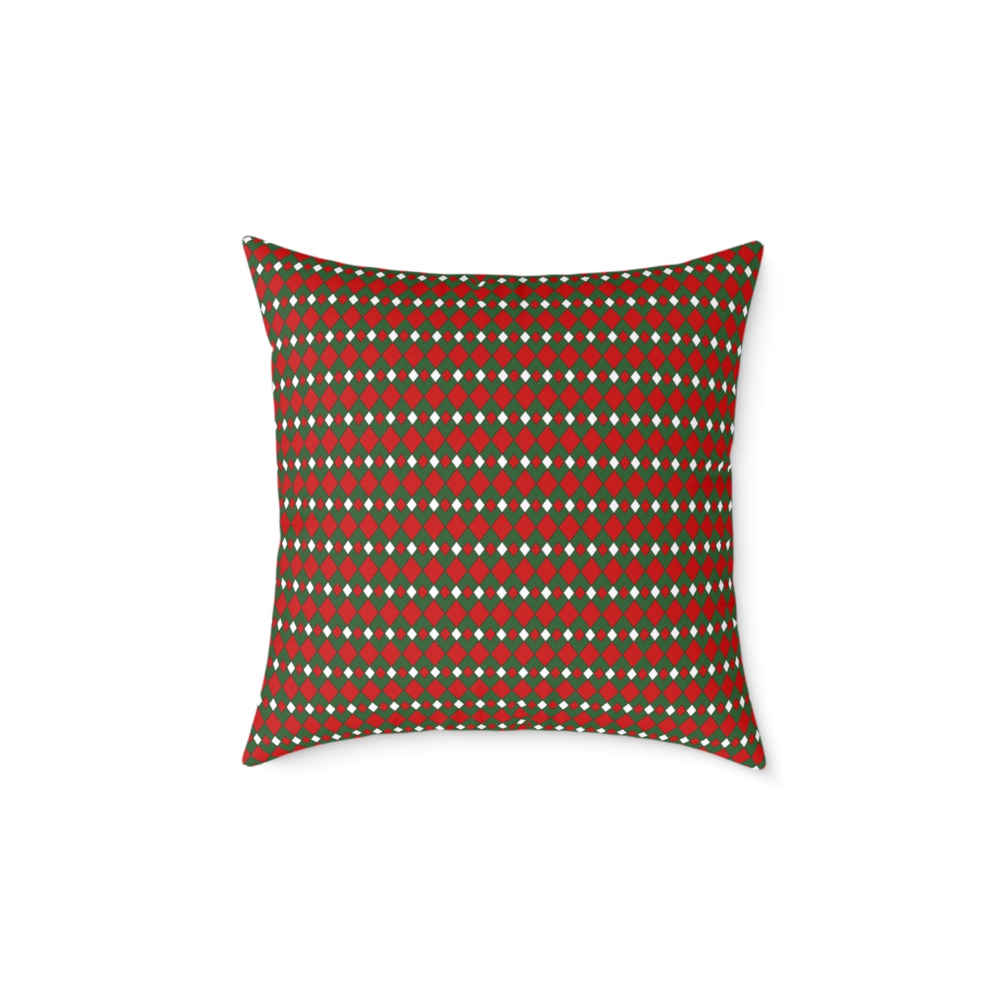 Fancy Argyle Christmas Decorative Pillow | Double‑Sided Poly Canvas Cushion, Vibrant Holiday Décor, 5 Sizes