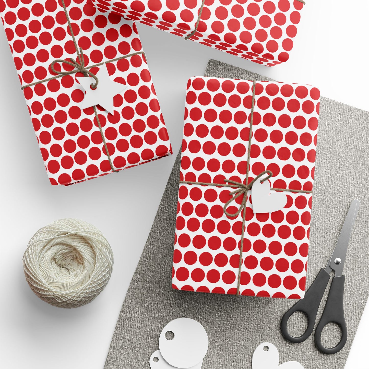 Red Polka Dot Wrapping Paper | Luxury Matte or Glossy Gift Wrap, 90gsm Fine Art Paper, 3 Sizes