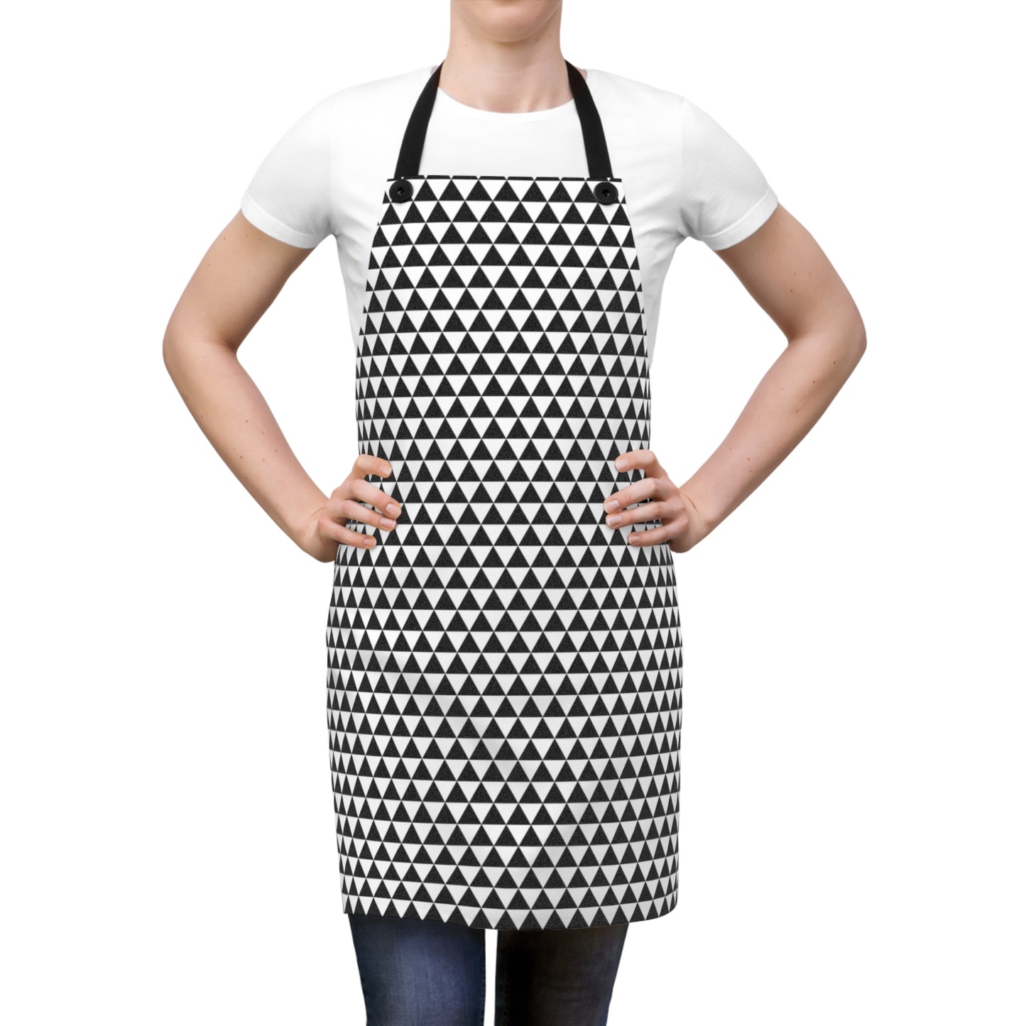 Black Triangle Holiday Apron | Lightweight 100% Polyester Twill, Detachable Black Twill Straps
