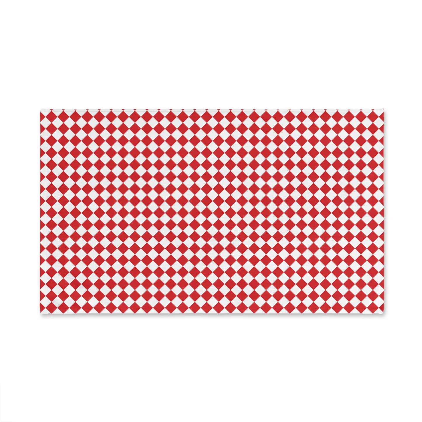 Red & White Argyle Holiday Hand Towel | Soft Cotton Back, Polyester Front, Festive Home Décor
