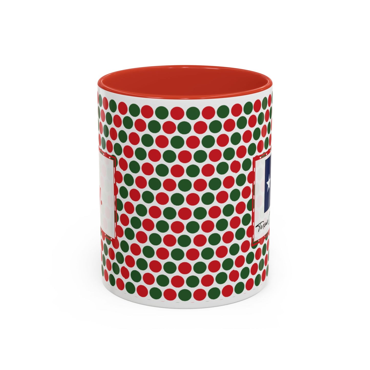 Joy- Christmas Polka Dot Party Personalizable Christmas Ceramic Mug (11oz, 15 oz)