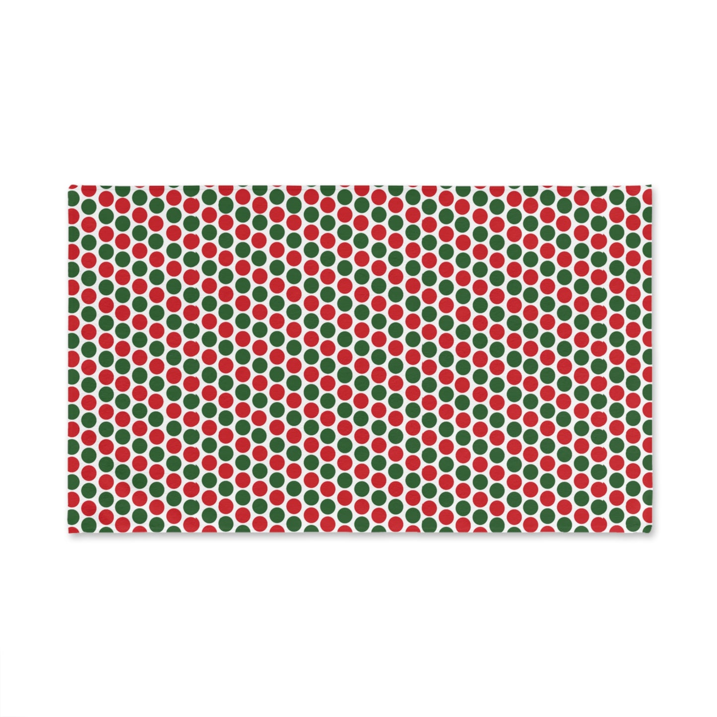 Red & Green Polka Dot Party Christmas Hand Towel | Soft Cotton Back, Printed Polyester Front, Festive Kitchen/Bath Décor