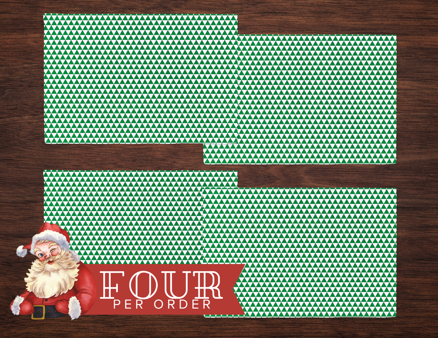Green Triangle Polyester Placemats | Festive Christmas Holiday Dining Décor, Rustic Farmhouse Washable Table Mat Set