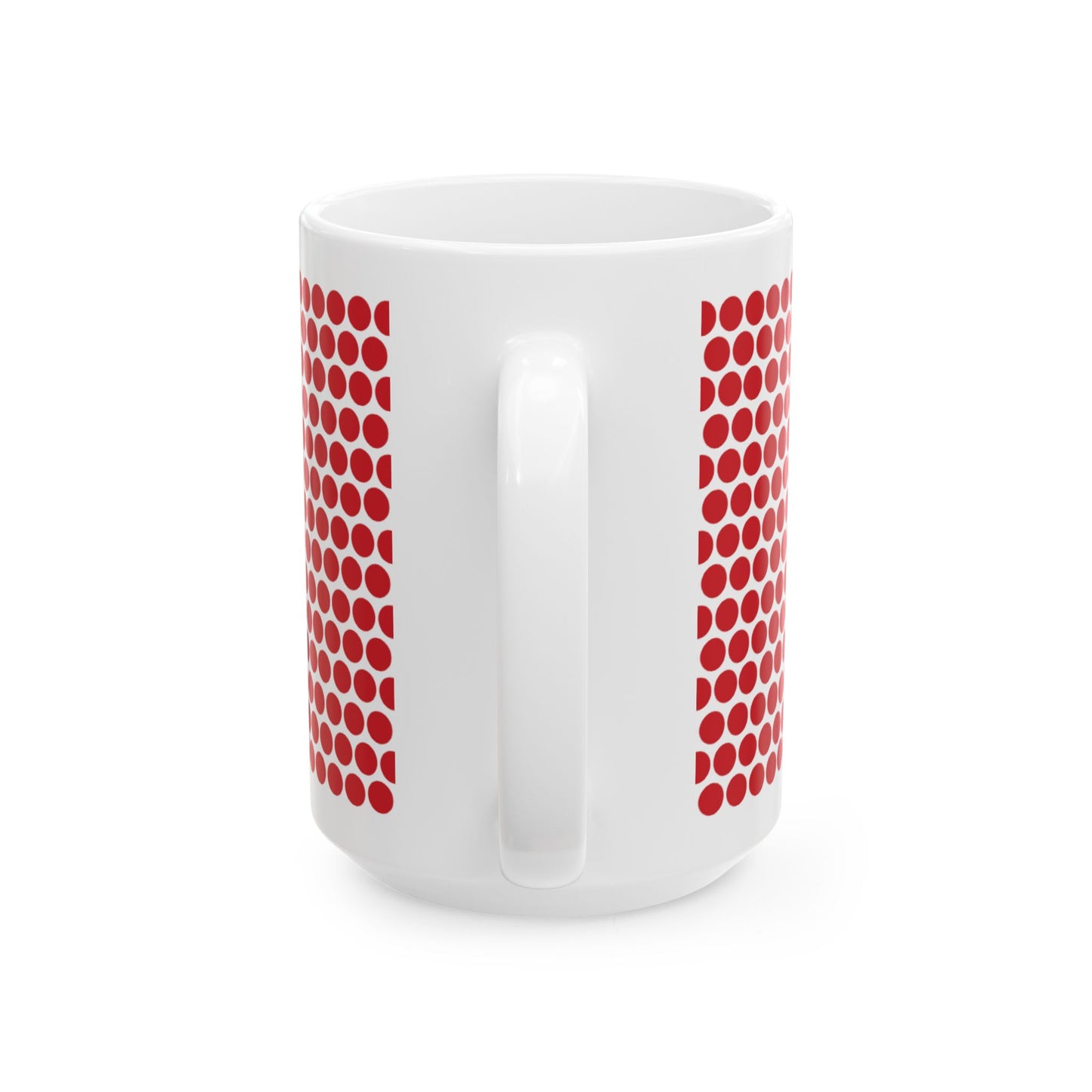 Red Polka Dot Ceramic Mug, (11oz, 15oz)