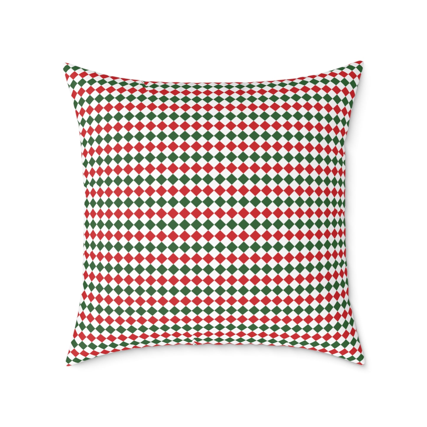 Red Green & White Argyle Christmas Decorative Pillow | Double‑Sided Poly Canvas Cushion, Vibrant Holiday Décor, 5 Sizes