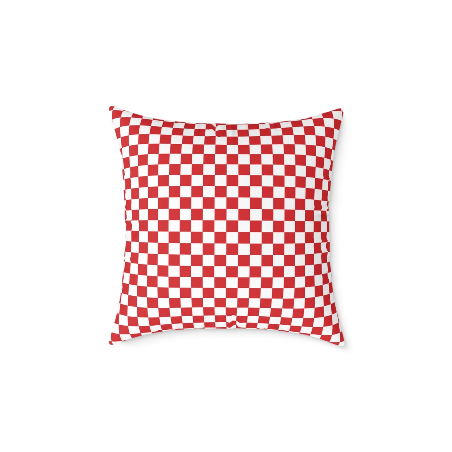 Red Check Checkered Pillow | Square Poly Canvas Home Decor, Throw Cushion for Living Room, Modern Bedroom, Wedding Gift