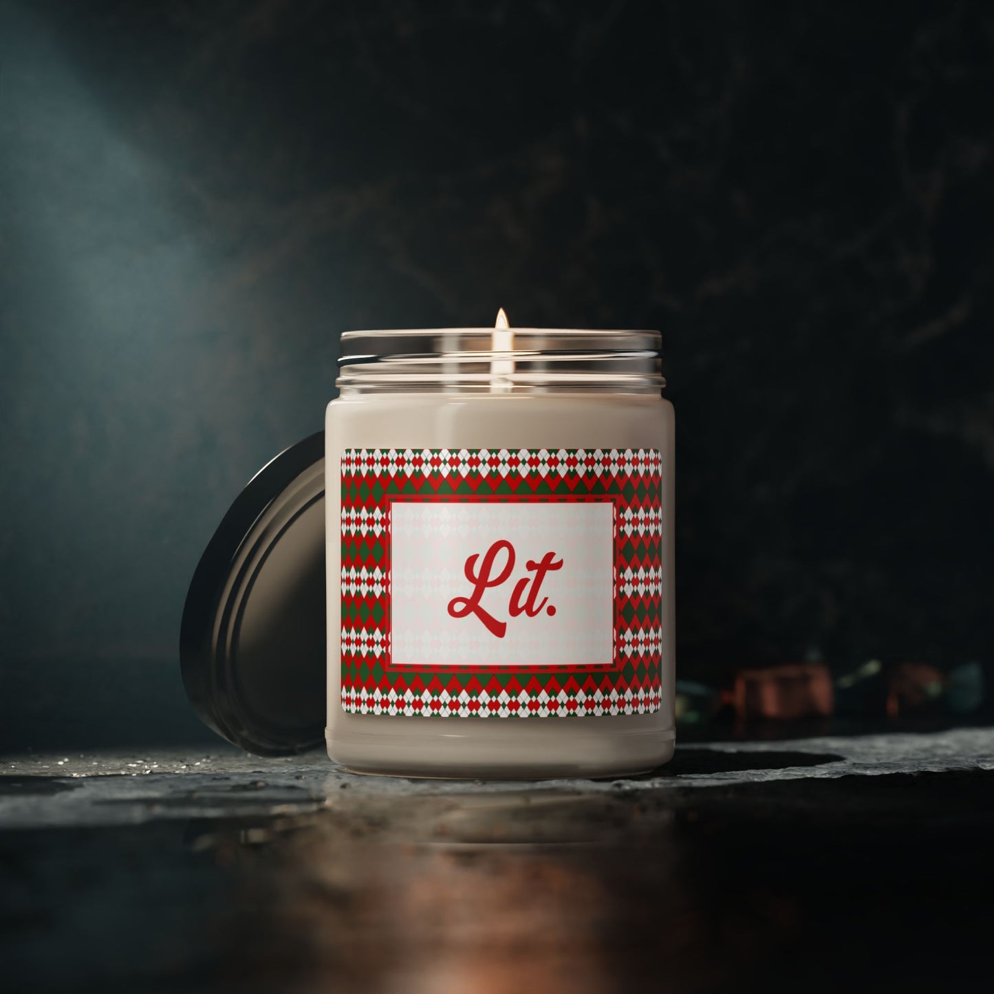 Lit- Christmas Extra Argyle Scented Soy Candle, 9oz