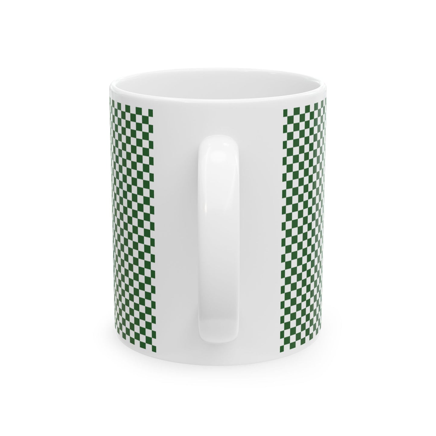 Green Checkered Ceramic Mug, (11oz, 15oz)