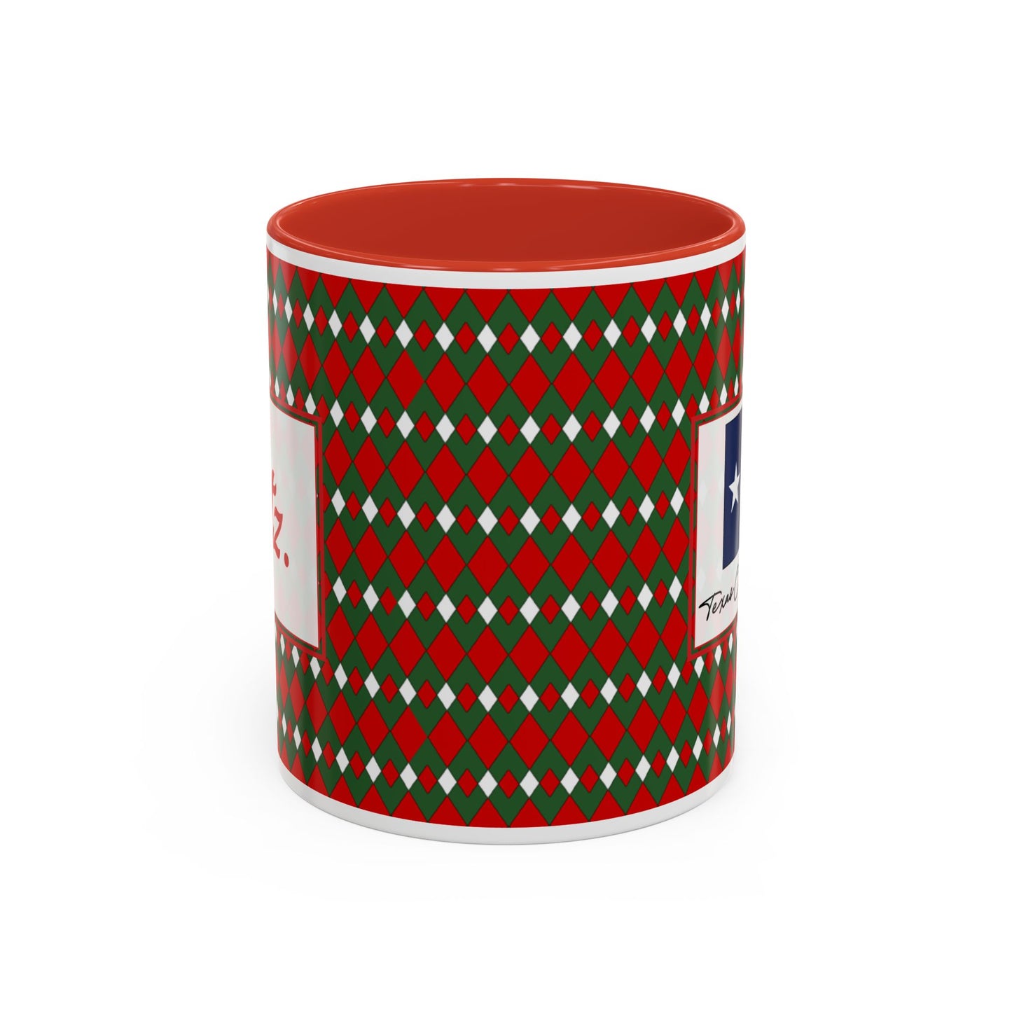 Blitz- Christmas Fancy Argyle Personalizable Christmas Ceramic Mug (11oz, 15 oz)