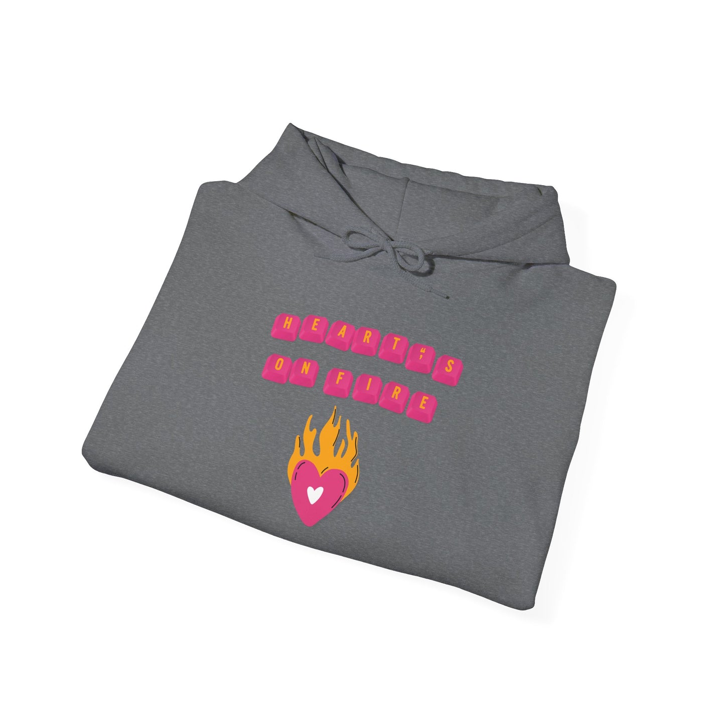 HEART'S ON FIRE Key Caps Flaming Heart Unisex Heavy Blend™ Hooded Sweatshirt