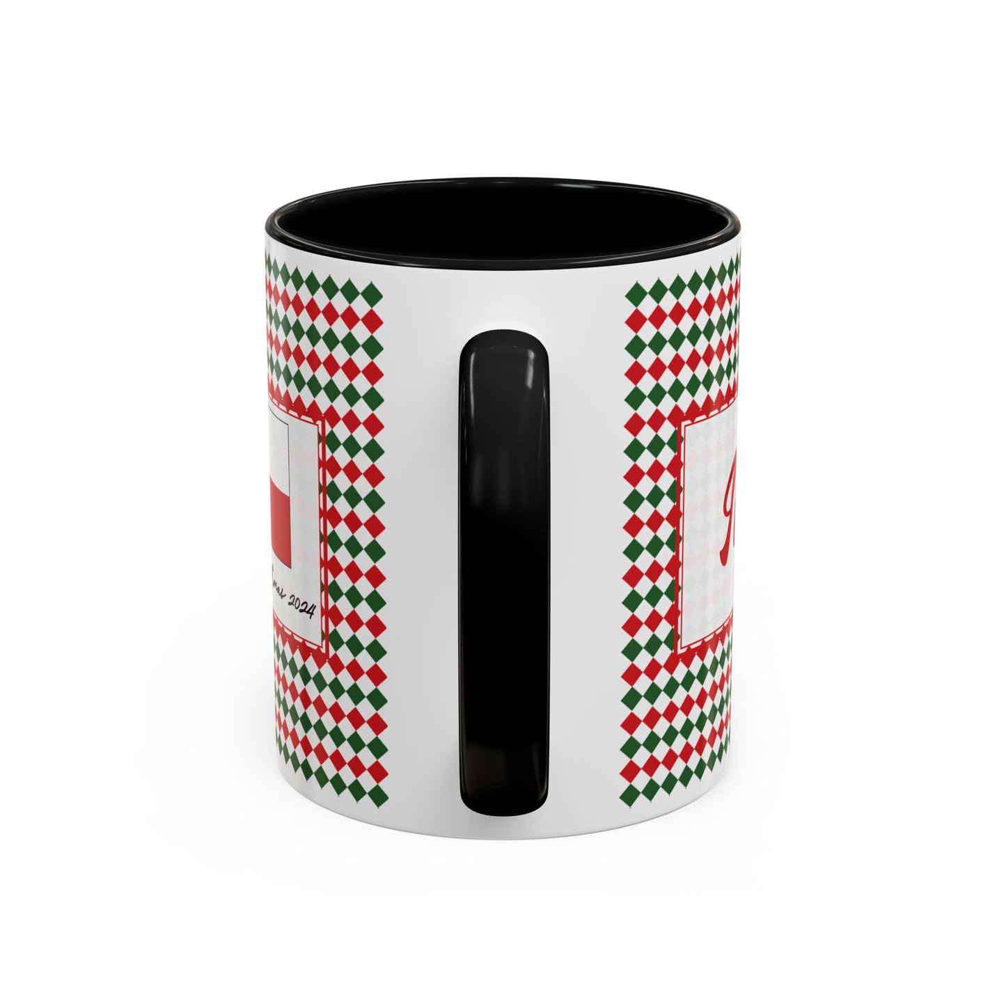 Nog- Christmas Argyle Personalizable Christmas Ceramic Mug (11oz, 15 oz)