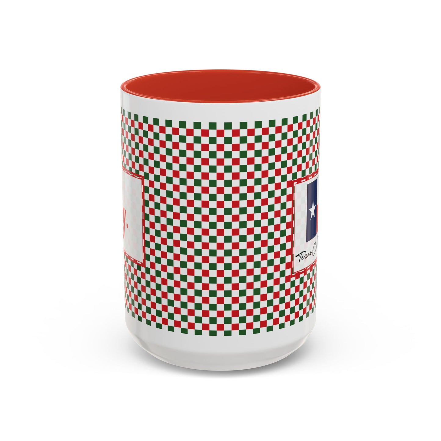 Joy- Christmas Checkered Personalizable Christmas Ceramic Mug (11oz, 15 oz)