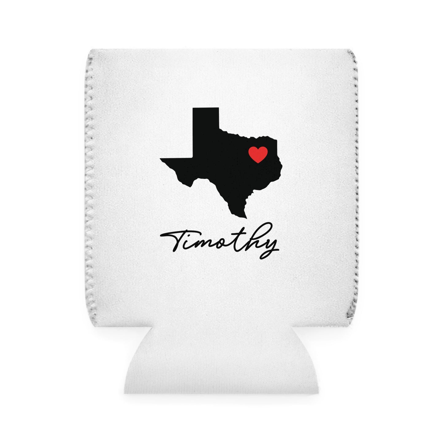 HEARTS ON FIRE Key Caps Flaming Heart Valentines Texas State Cut-Out Personalize Custom Name Can Cooler Sleeve